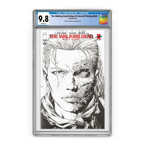 The Walking Dead Deluxe #5 Second Printing B&W with Red Foil Logo - CGC 9.8