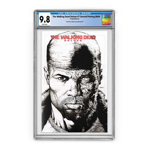 The Walking Dead Deluxe #7 Second Printing B&W with Red Foil Logo - CGC 9.8