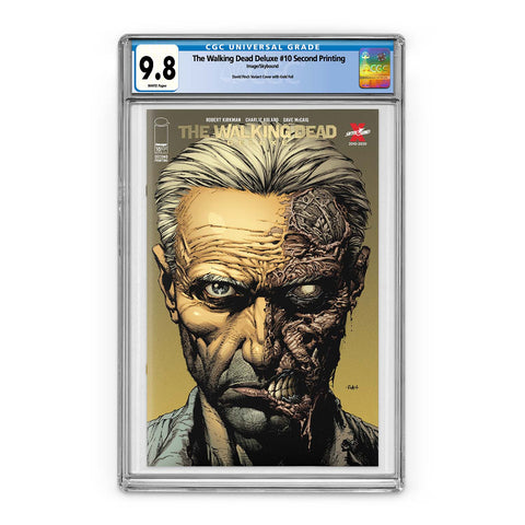 The Walking Dead Deluxe #10 Second Printing Color Gold Foil Logo - CGC 9.8