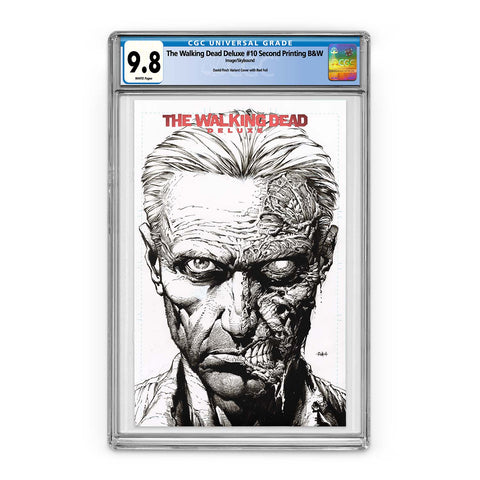 The Walking Dead Deluxe #10 Second Printing B&W with Red Foil Logo - CGC 9.8