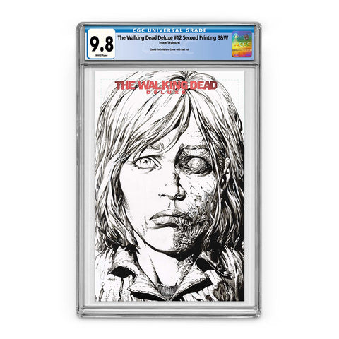 The Walking Dead Deluxe #12 Second Printing B&W with Red Foil Logo - CGC 9.8