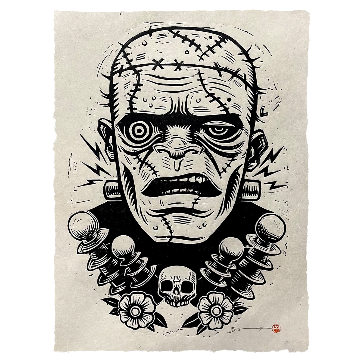 Attack Peter Frankenstein Month of Monsters - Hand Block Print