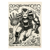 Attack Peter - Iron Man with Hand Stamp - Artist Proof Block Print