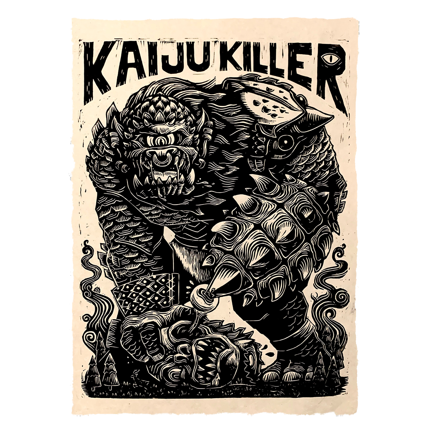 Attack Peter's Kaiju Killer - Block Print