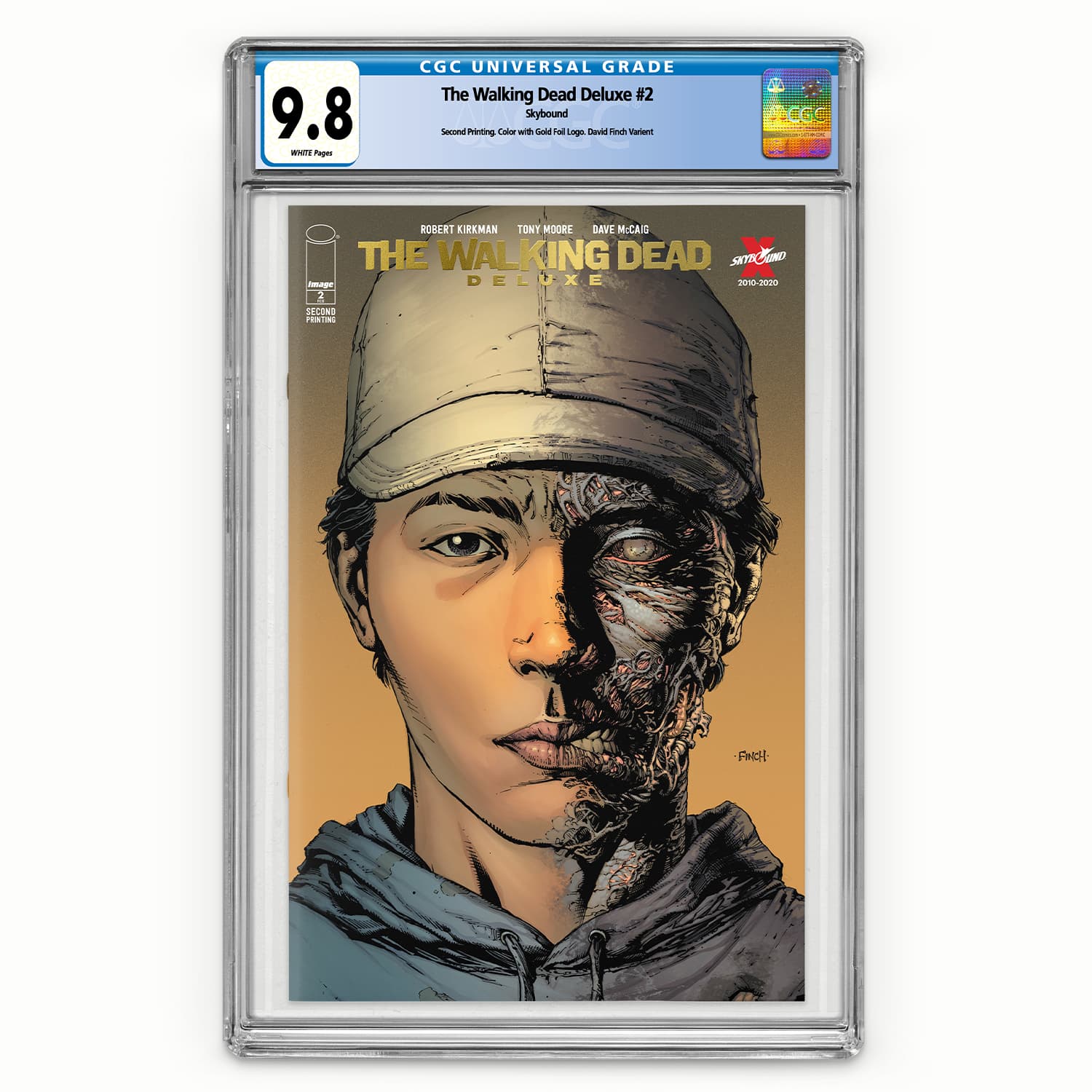 The Walking Dead Deluxe #2 Second Print Color with Gold Foil Logo CGC 9.8