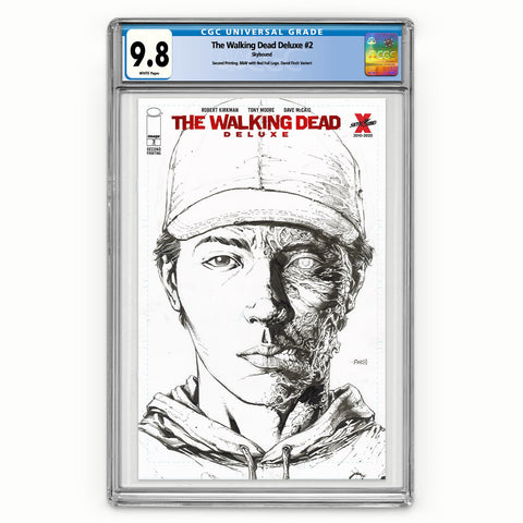 The Walking Dead Deluxe #2 Second Print B&W with Red Foil Logo CGC 9.8