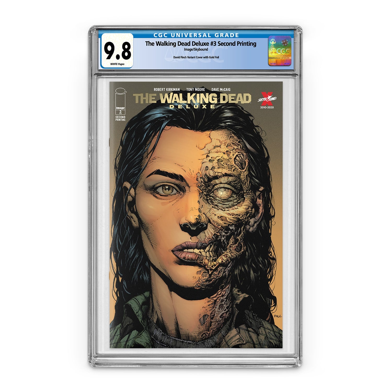The Walking Dead Deluxe #3 Second Printing Color with Gold Foil Logo CGC 9.8