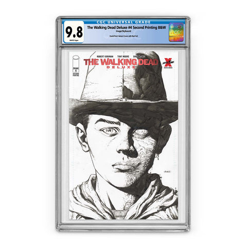 The Walking Dead Deluxe #4 Second Printing B&W with Red Foil Logo - CGC 9.8