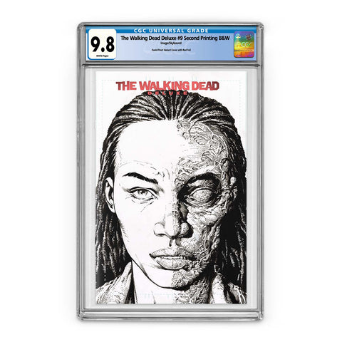 The Walking Dead Deluxe #9 Second Printing B&W with Red Foil Logo - CGC 9.8